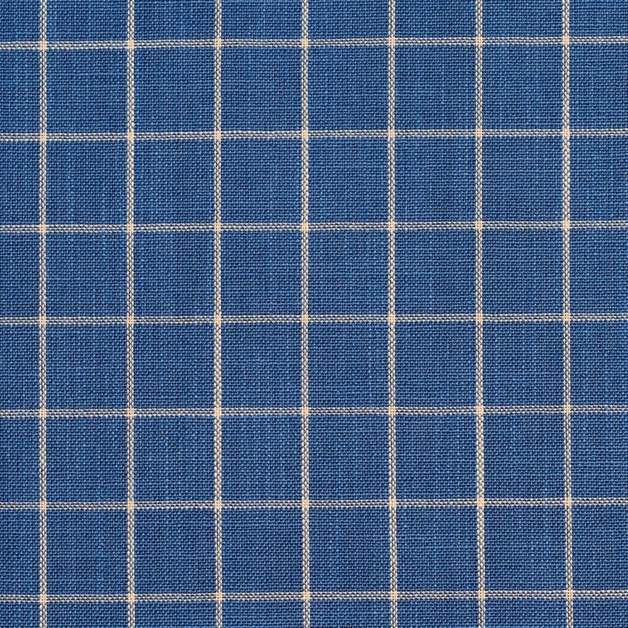 Blue Plaid Small Scale Linen Look Woven Pattern Upholstery Fabric by The Yard - SKU: Haven Wedgewood